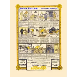 Document publicitaire bande dessinée Automoto Bottechia Tour de France 1924 Hutchinson Cassard Pélissier cyclisme