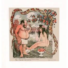 Caricature Adam et Eve A. Faivre Le Rire jardin Eden serpent pommier cygne humour