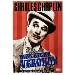 Affiche film Monsieur Verdoux Charles Chaplin portrait costume noeud papillon chapeau