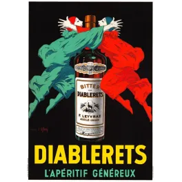 Affiche Diablerets Bitter l'Aperitif Genereux Jean d'Ylen F. Leyvraz Aigle Suisse