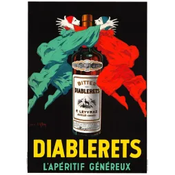 Affiche Diablerets Bitter l'Aperitif Genereux Jean d'Ylen F. Leyvraz Aigle Suisse