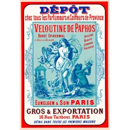 Affiche Veloutine de Paphos hygiene beaute jeunesse cosmetique Venus angelots naiade