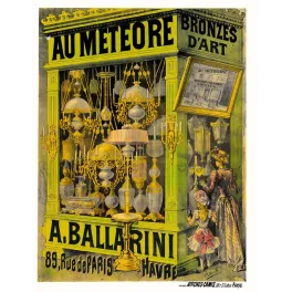 Affiche Au Meteore bronzes d'art lampes lustres eclairage A. Ballarini Havre vitrine