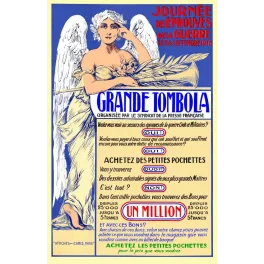 Affiche Grande Tombola 1915 Journee des Eprouves de la Guerre ange presse francaise