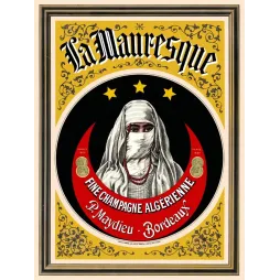 Affiche La Mauresque Fine Champagne Algerienne femme voilee Maydieu Bordeaux 1889