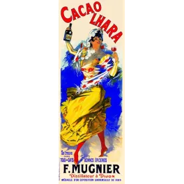 Affiche Cacao Lhara F. Mugnier Dijon chocolat danseuse espagnole chale fleuri