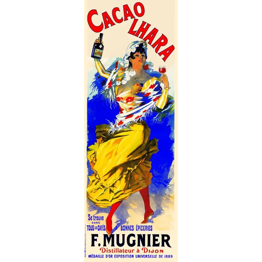 Affiche Cacao Lhara F. Mugnier Dijon chocolat danseuse espagnole chale fleuri Affiche Cacao Lhara F. Mugnier Dijon chocolat danseuse espagnole chale fleuri