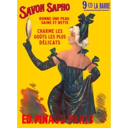 Affiche Savon Sapho peau saine nette PAL Ed. Pinaud Paris femme miroir hygiene