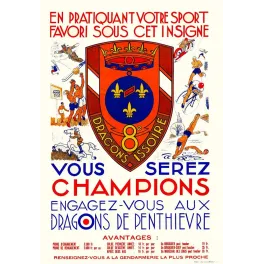 Affiche Dragons de Penthievre 8e Issoire Vous Serez Champions sport recrutement blason