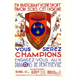 Affiche Dragons de Penthievre 8e Issoire Vous Serez Champions sport recrutement blason