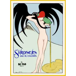 Affiche Sikoseks Eau de Cologne Si-Ko Oslo Art deco silhouette parfum montagne