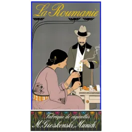 Affiche La Roumanie cigarettes Gieskonski Munich tabac roulage femme traditionnelle