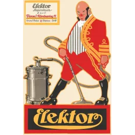 Affiche Elektor Aspirateurs Vienne menage electromenager personnage livree rouge