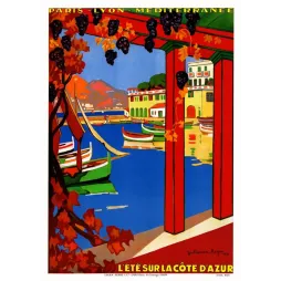 Affiche voyage Côte d'Azur 1926 par Guillaume Roger