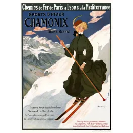 Affiche sports d'hiver Chamonix Mont-Blanc par Abel Faivre