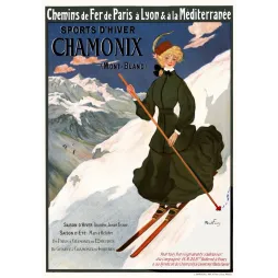 Affiche sports d'hiver Chamonix Mont-Blanc par Abel Faivre