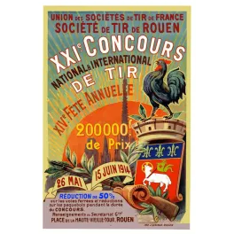 Affiche XXIe Concours National de Tir Rouen 1914