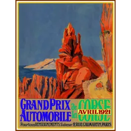 Affiche Grand Prix Automobile de la Corse 1921 par G. Belnet