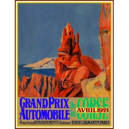Affiche Grand Prix Automobile de la Corse 1921 par G. Belnet