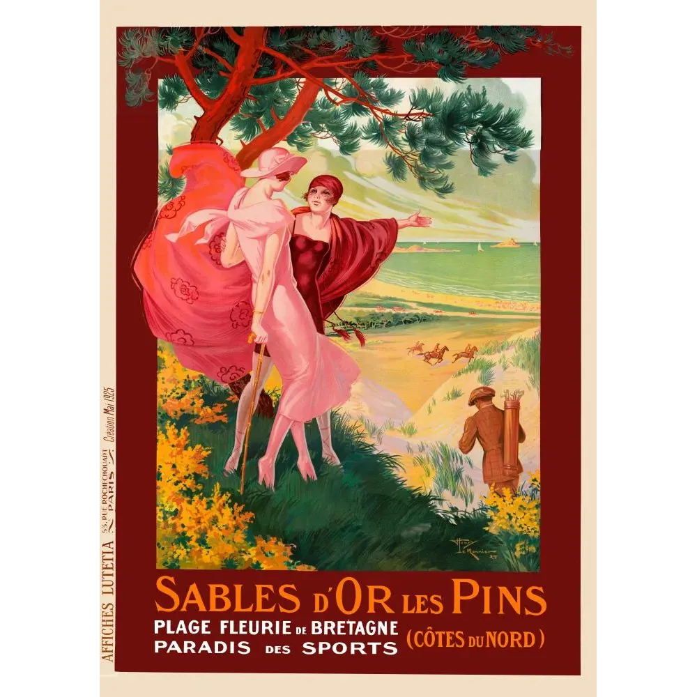 Affiche Sables d'Or les Pins Bretagne par Th. Monnier Affiche Sables d'Or les Pins Bretagne par Th. Monnier