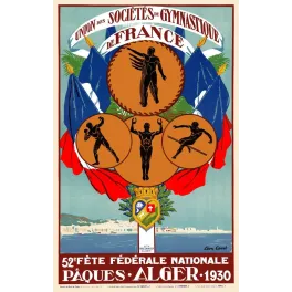Affiche Fête Fédérale de Gymnastique Alger 1930 par Léon Carré
