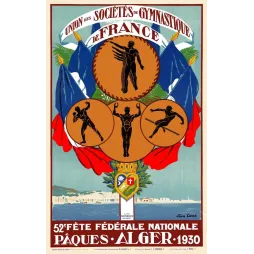 Affiche Fête Fédérale de Gymnastique Alger 1930 par Léon Carré