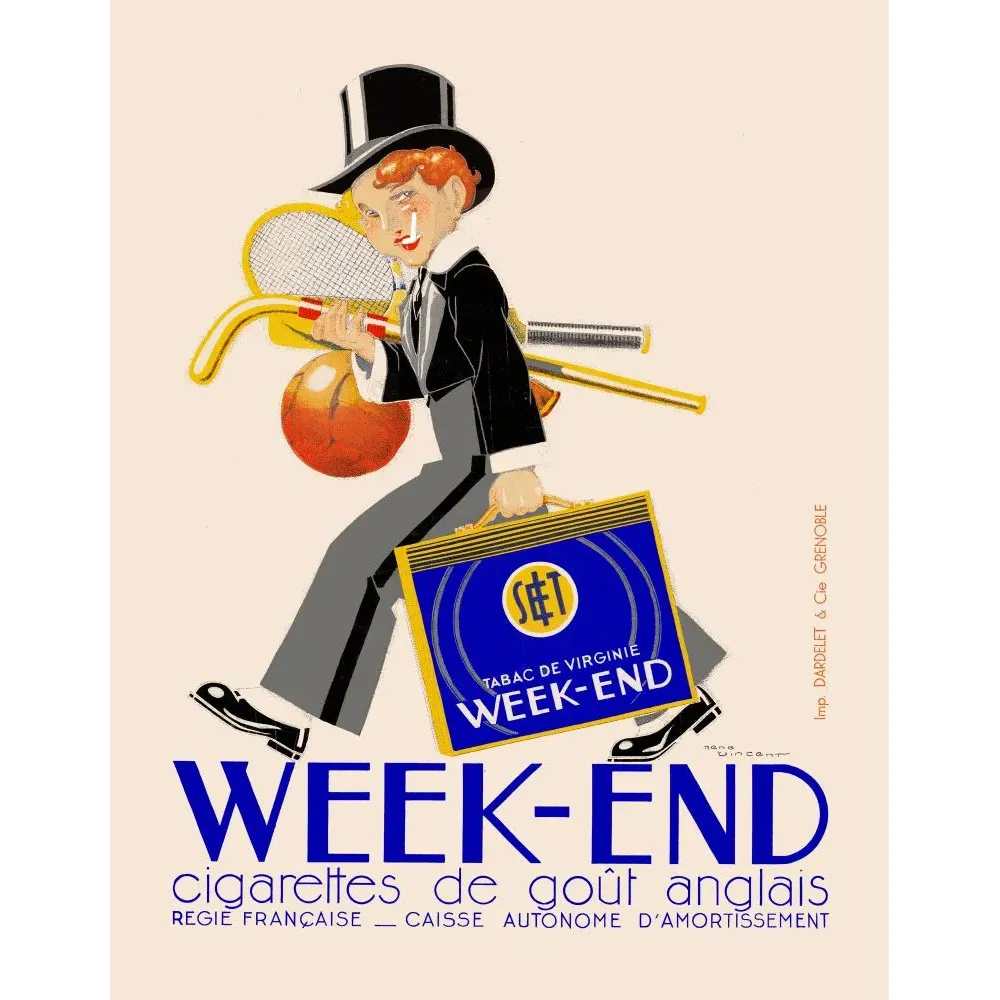 Publicité cigarettes Week-End par René Vincent Publicité cigarettes Week-End par René Vincent