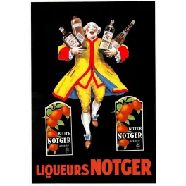 Publicité Liqueurs Notger Bitter apéritif oranges personnage costumé bouteilles