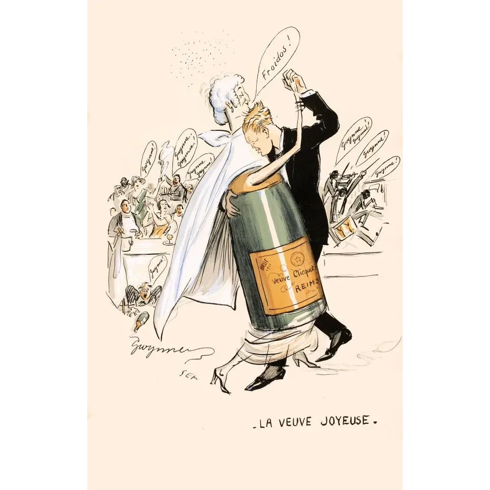 La Veuve Joyeuse Veuve Clicquot Reims champagne couple dansant illustration Gwynne La Veuve Joyeuse Veuve Clicquot Reims champagne couple dansant illustration Gwynne