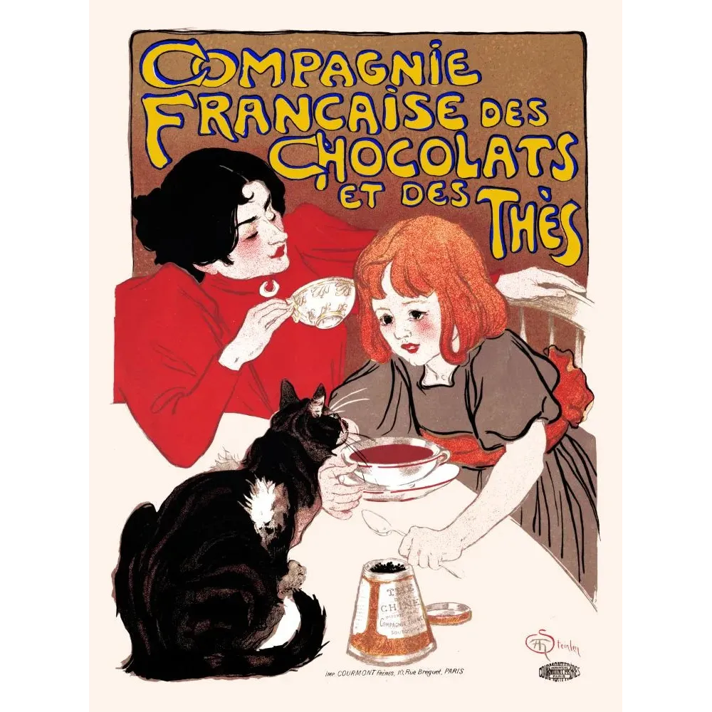 Compagnie Française Chocolats Thés Steinlen chat noir thé Chine mère fille Compagnie Française Chocolats Thés Steinlen chat noir thé Chine mère fille