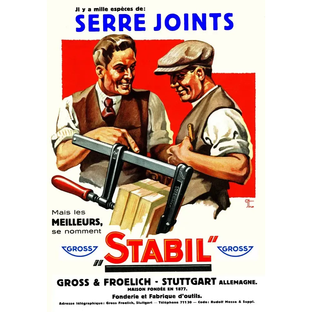 Publicité serre-joints Stabil Gross Froelich Stuttgart outillage menuiserie artisans