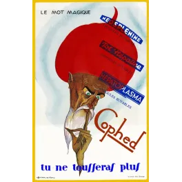 Publicité Cophed toux Néosplénine Hépatoplasma personnage turban rouge médicament