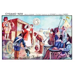 Publicité Cachets Digestifs Charvoz 1935 scène Cyrano Bergerac Roxane siège Arras