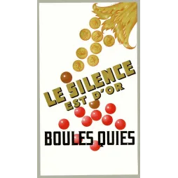 Publicité Boules Quies Le Silence est d'Or bouchons oreilles pièces or calme