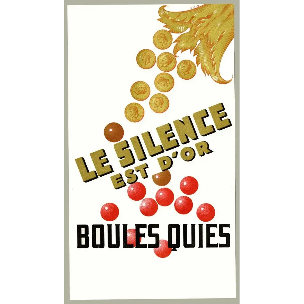 Publicité Boules Quies Le Silence est d'Or bouchons oreilles pièces or calme Publicité Boules Quies Le Silence est d'Or bouchons oreilles pièces or calme