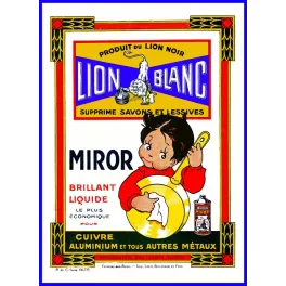 Publicité Miror Lion Blanc brillant liquide cuivre aluminium métaux enfant ménage