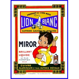 Publicité Miror Lion Blanc brillant liquide cuivre aluminium métaux enfant ménage