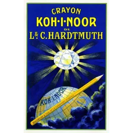 Publicité crayon Koh-I-Noor Hardtmuth diamant globe terrestre papeterie dessin