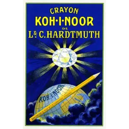 Publicité crayon Koh-I-Noor Hardtmuth diamant globe terrestre papeterie dessin