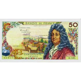 Billet 50 Francs Banque de France 1967 portrait Racine numismatique monnaie