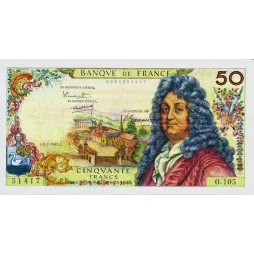 Billet 50 Francs Banque de France 1967 portrait Racine numismatique monnaie